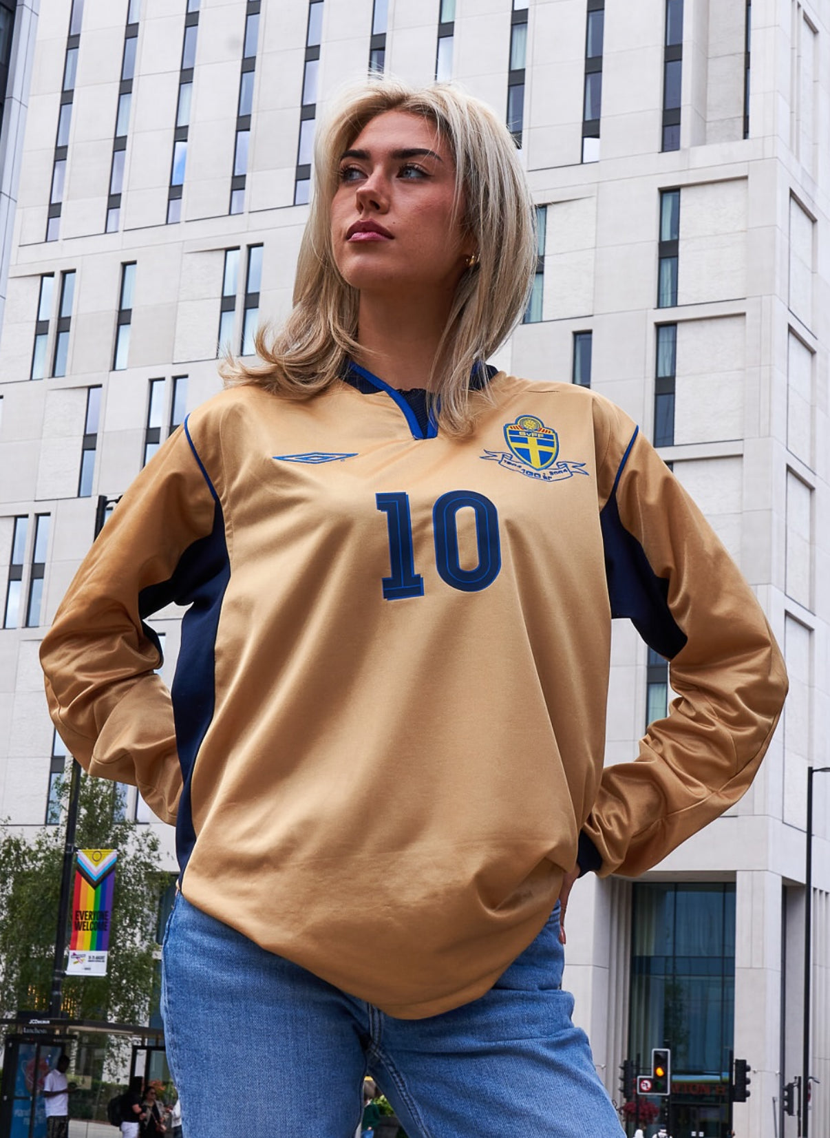 Sweden 2004 Retro Golden Jersey Away ( Long sleeves )