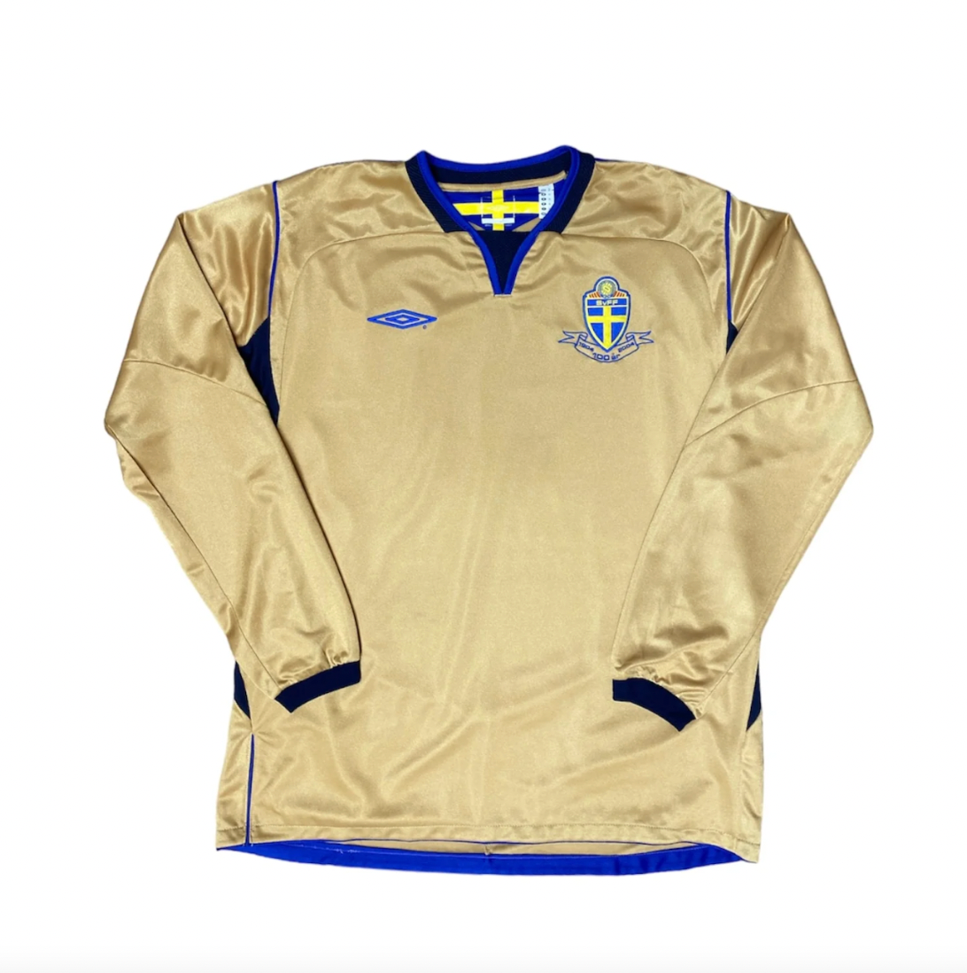 Sweden 2004 Retro Golden Jersey Away ( Long sleeves )