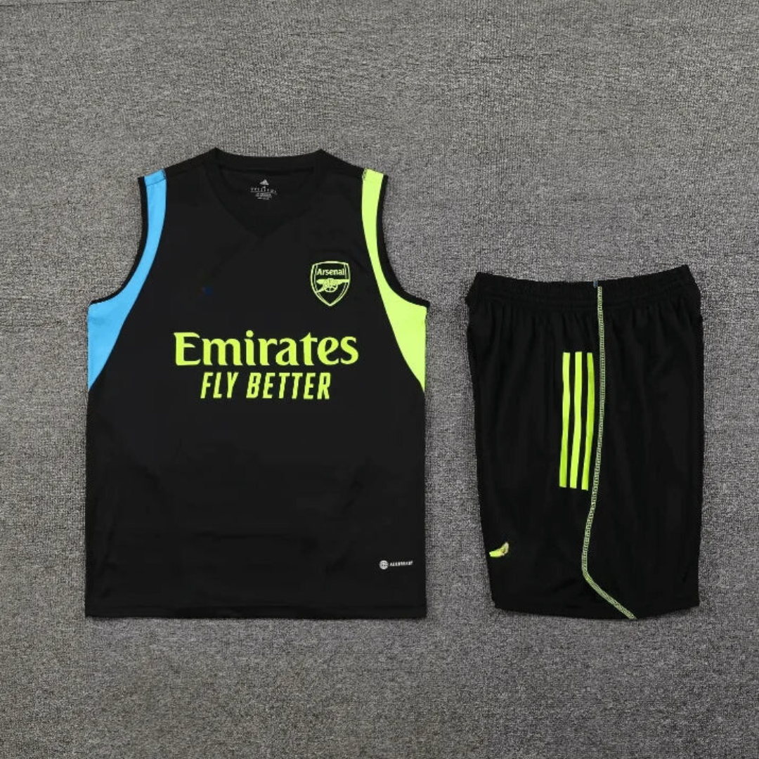 Ensemble d'entraînement d'avant-match d'Arsenal sans manches noir été 2023/2024